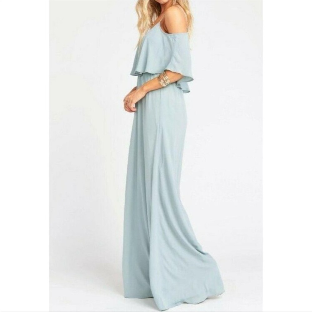 Show Me Your Mumu Caitlin Ruffle Dune  Chiffon Bridesmaid Maxi Dress